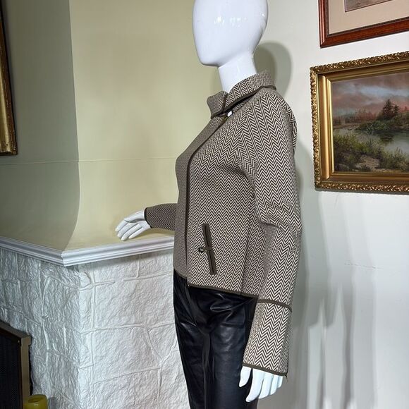 Ports International 100% Merino Wool Herringbone Moto Style Zipped Jacket - Picture 7 of 17